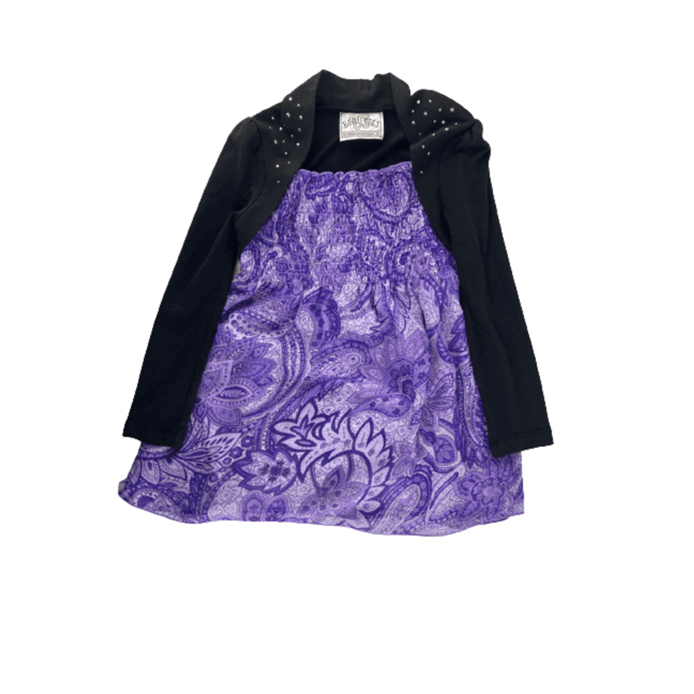 Beautees girls purple and black dress size 5